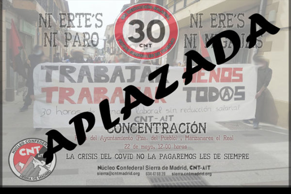Nueva concentración de la campaña «Trabajar menos, trabajar todxs». APLAZADA