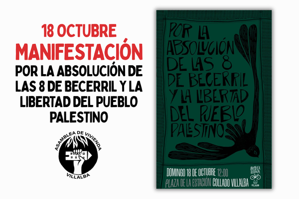 18 de Octubre. Manifestación por la absolución de las 8 de Becerril y la libertad del pueblo palestino